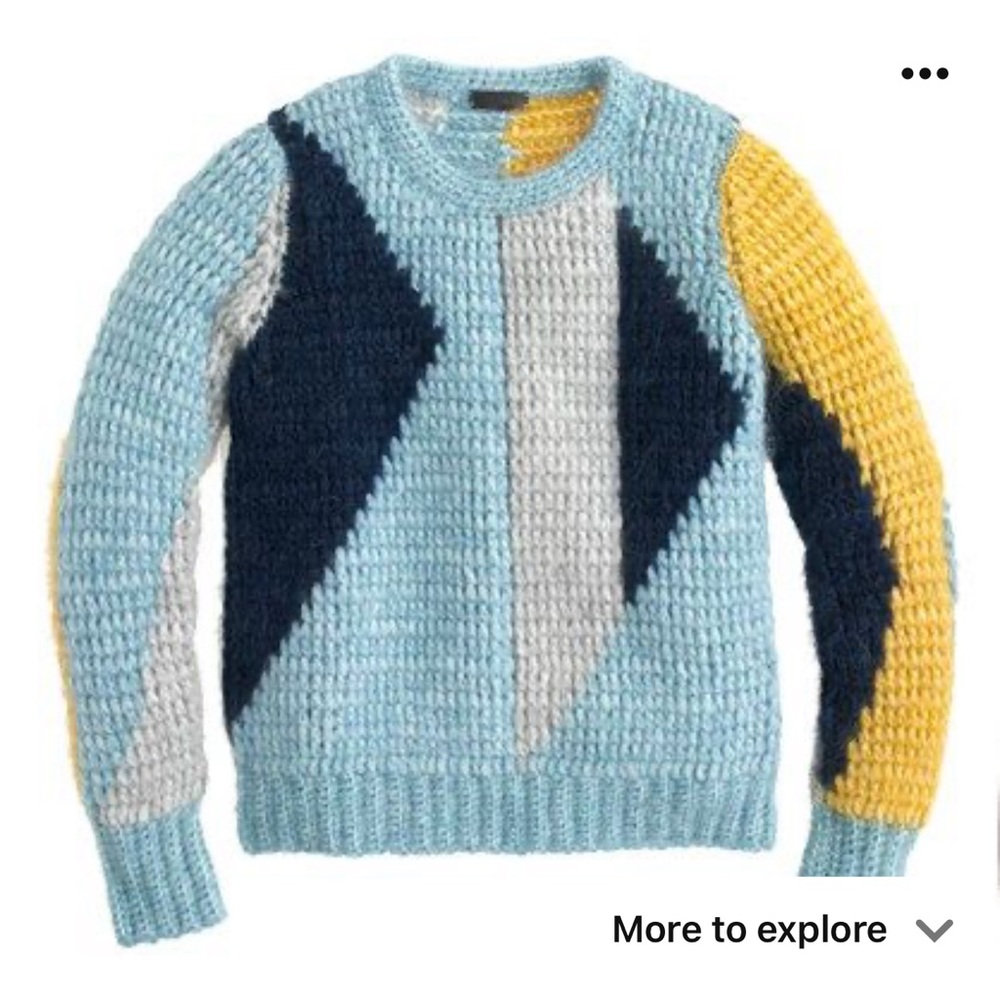 J. Crew Blue and Yellow Geometric Knit Sweater